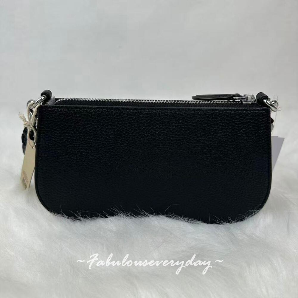 COACH Small Wavy Shoulder Bag In Coachtopia Leather Silver Black Dust Bag - Picture 5 of 8